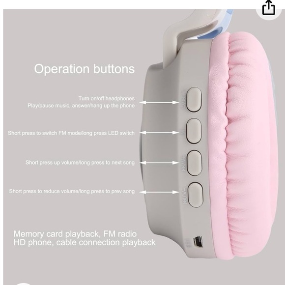 Wireless Cat Ear Headphones with Microphone - Picture 8 of 16